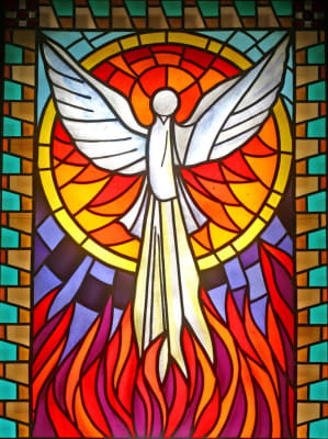Stained glass window depicting Holy Spirit