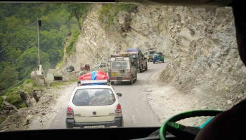 Bus weaves into the mountains of Sikkim