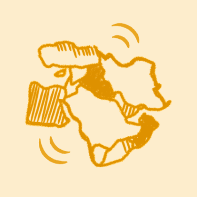 Illustration showing an outline of the countries in the Middle East.