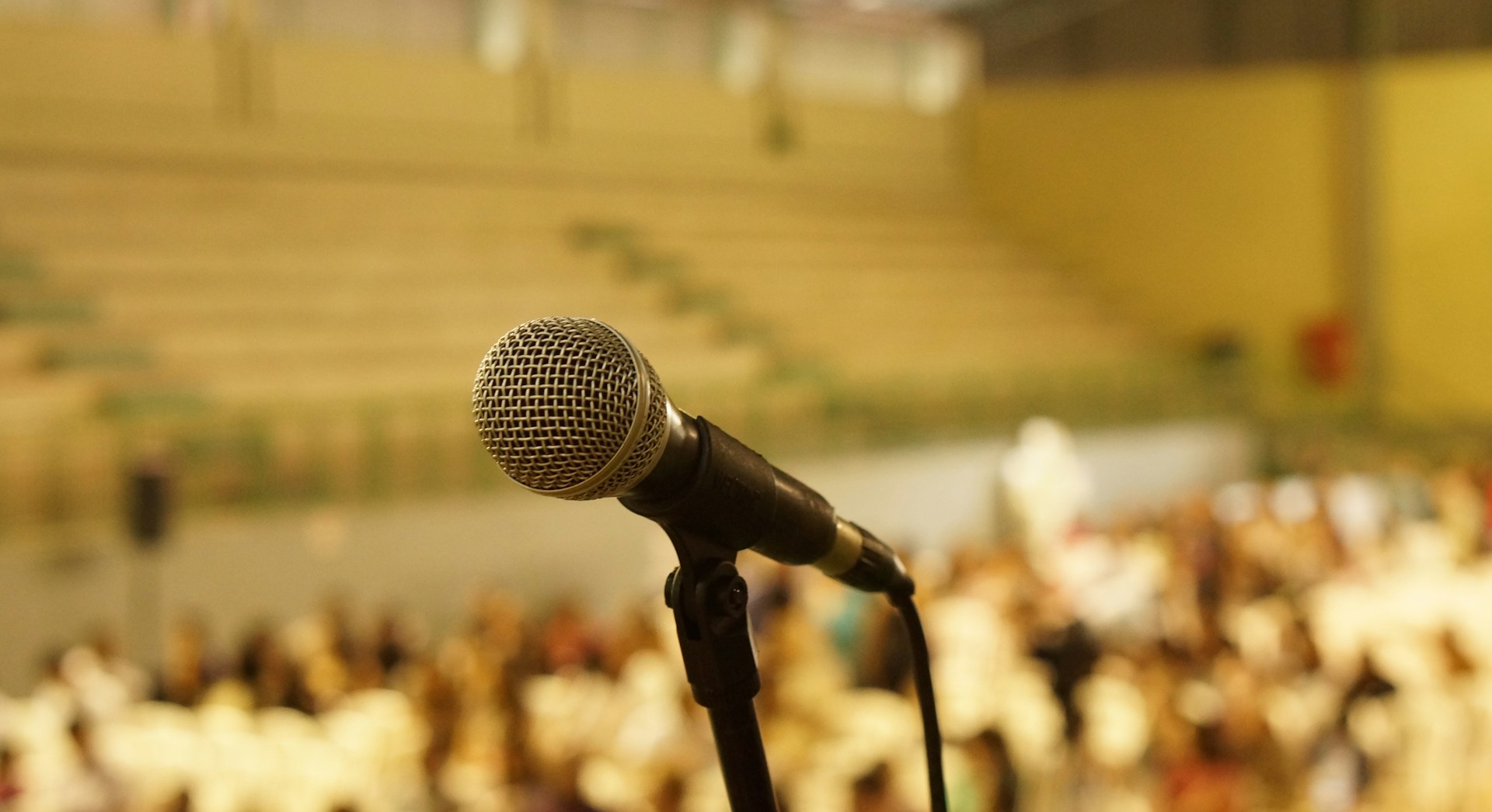 Microphone on a stand.